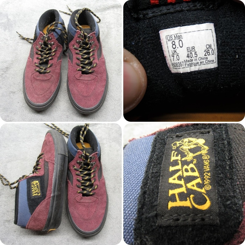 Vans Half Cab Sneakers Men 8 Black Purple Skateboarding Lace-Up Outdoor VTG 92'
